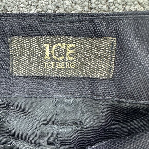 Ice Iceberg Pencil Skirt Womens 42/28 Black Waxed Lined Zip Pockets - Picture 8 of 11